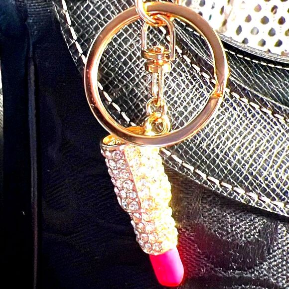 Hot Pink Lipstick Purse Charm Keychain - NEW! - Picture 4 of 5